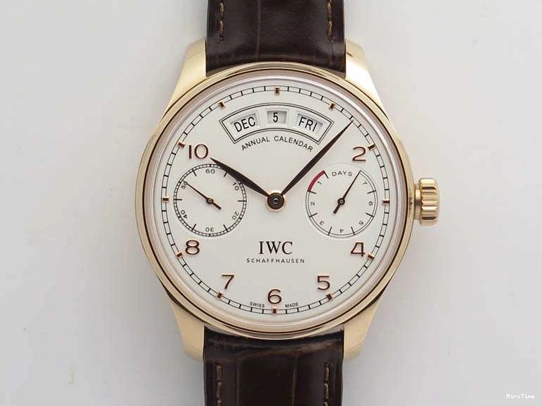 MIROTIME 0817 Portuguese Real PR Real Annual Calendar RG IW503504 YLF 1:1 Best Edition White Dial On Leather Strap A TimelessDesign 7242